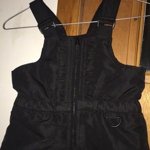 Girls Black Bib Snow Pants with Ruffles